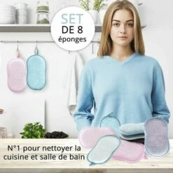 Eponge Vaisselle Lavable & Reutilisable (Lot De 8) - NOUVEAUX MODÈLES - Versailles -Pas Cher Pro Bricoleur Magasin 100344866 4