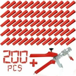 Kit De Système De Nivellement Leveller De Carrelage Pour Outils De Construction De Murs En Céramique (200 Cales + 1 Pince)