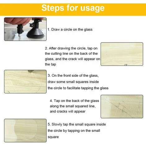 Coupe-Verre Circulaire Avec Ventouse Outils De Coupe, Diamant Coupe Diamètre Du Cercle 400 Mm Pour Amateurs Coupeurs De Verre Professionnels 4 Coupe-Verre Circulaire Avec Ventouse Outils De Coupe, Diamant Coupe Diamètre Du Cercle 400 Mm Pour Amateurs Coupeurs De Verre Professionnels – Image 4