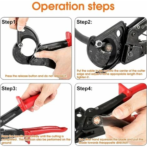 TRIO Coupe-câble à Cliquet HS 325A - Pour Couper Jusqu'à 240 Mm² - Pour Aluminium Et Cuivre(1 Article) 4 TRIO Coupe-câble à Cliquet HS 325A - Pour Couper Jusqu'à 240 Mm² - Pour Aluminium Et Cuivre(1 Article) – Image 4