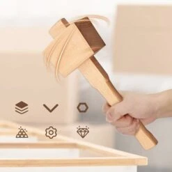 Marteau à Maillet En Bois De Hêtre Avec Poignée Confortable Surface De Frappe Inclinée Marteau à Bois Pour Menuiserie Bricolage Outil De Travail Du Bois,Irisfr (245 Mm,1pcs) -Pas Cher Pro Bricoleur Magasin 46299217 4