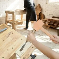 Marteau à Maillet En Bois De Hêtre Avec Poignée Confortable Surface De Frappe Inclinée Marteau à Bois Pour Menuiserie Bricolage Outil De Travail Du Bois,Irisfr (245 Mm,1pcs) -Pas Cher Pro Bricoleur Magasin 46299217 5