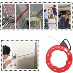 Electricien Tire Fil Aiguille Passe Cable En Fibre De Verre Extracteur De Câble Professionnel Planeur Flexible Ruban De Poisson Pivotant Portable Bobine Conduit Conduit Fil De Traction Outil-30M -Pas Cher Pro Bricoleur Magasin 56198424 3