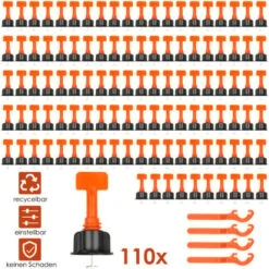 SWANEW Système De Nivellement De Carreaux 110 Pièces Pack Entretoises De Niveleurs De Carreaux Réutilisables Pour La Construction