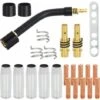 Lilaris 24 Pcs Accessoires Soudage D'usure, 10 Tubes De Contact M6 0.8, 5 Buses, 2 Supports Tube Contact, 3 Ressorts Maintien, 2 Douilles Isolante, 1 Clé, 1 Col De Cygne Pour MIG MAG MB15 Soudeur