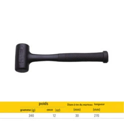 Outil Marteau Antichoc Poignée En Acier En Caoutchouc Poignée Caoutchoutée Marteau D'installation De Carreaux De Sol, Diamètre 30 Mm 340 G -Pas Cher Pro Bricoleur Magasin 59487250 3