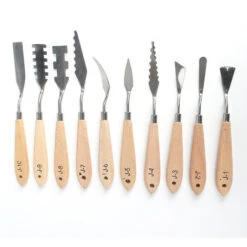 Couteaux à Palette 10Pcs Couteaux à Peindre Acrylique En Acier Inoxydable Avec Poignée Grattoirs à Peinture Kit Pour Peinture à L'huile, Peinture De Couleur, Peinture Acrylique