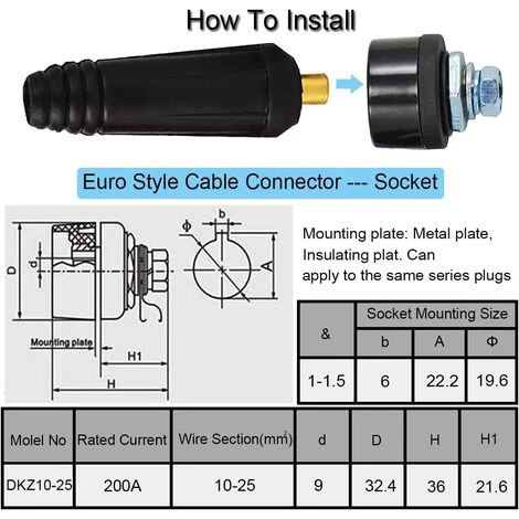Connecteur TIG Câble De Soudure Panel Socket Set DKJ10-25 & DKZ10-25 Rapide Montage 2pcs 5 Connecteur TIG Câble De Soudure Panel Socket Set DKJ10-25 & DKZ10-25 Rapide Montage 2pcs – Image 5