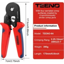 Pince à Sertir Outil De Sertissage Kit AWG23-7/0.25-10mm² Avec 1200 Cosses De Câbles Isolées à Sertir TEENO, Electriques Connecteurs à Sertir Pince électricien Professionnel -Pas Cher Pro Bricoleur Magasin 68152271 4