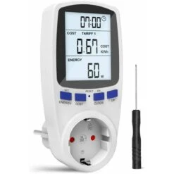 Energy Cost Meter, Digital Energy Cost Meter, Current Meter With Large LCD Display And Electricity Analyzer With Overload Protection, Time-Sharing Billing Zones, 3680W