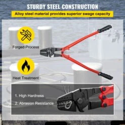 VEVOR Pince à Sertir Hydraulique 24", Pince Coupe Cable Acier Allié, Pince à Sertir 5 Rainures Pour Manchon 1/16'', 3/32'', 1/8'', 5/32"et 3/16" -Pas Cher Pro Bricoleur Magasin 69343136 5