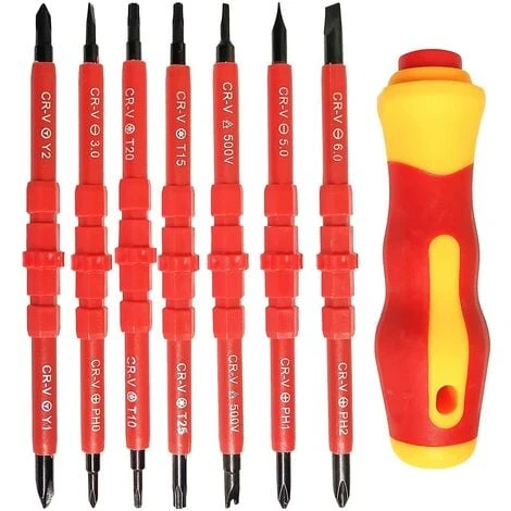 Ensemble De Tournevis électrique Isolé 7pcs Multifonctionnel 14 En 1 Kit D'outils De Réparation D'électricien En Alliage Interchangeable 1 Ensemble De Tournevis électrique Isolé 7pcs Multifonctionnel 14 En 1 Kit D'outils De Réparation D'électricien En Alliage Interchangeable