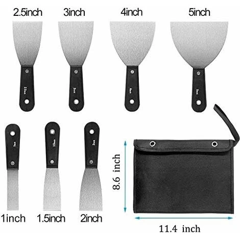Couteaux à Enduire Jeu De Spatules En Acier Ensemble De Couteaux à Mastic Lot De 7 Pièces Avec Sac De Rangement Grattoir Mural Poignée En Plastique Antidérapant 2 Couteaux à Enduire Jeu De Spatules En Acier Ensemble De Couteaux à Mastic Lot De 7 Pièces Avec Sac De Rangement Grattoir Mural Poignée En Plastique Antidérapant – Image 2