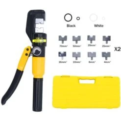 Pince à Sertir D'électricien,10 Tonnes 9 Matrices Coffret De Pince à Sertir Hydraulique ,Outil De Sertissage Hydraulique, Pince à Sertir Per Les Bornes à Cliquet Pour Câble 4-70 Mm² (Nouveau Noir)，CMO -Pas Cher Pro Bricoleur Magasin 76766431 5