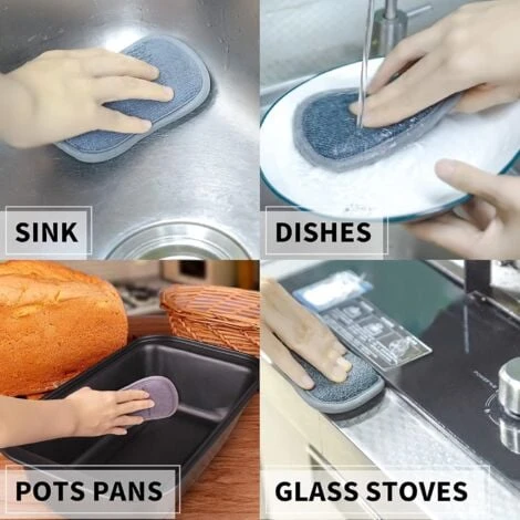 éponge Vaisselle Lavable, 6 Tampons Grattants Non Rayants Double Face La Cuisine Antibactérienne En Microfibre éponge Nettoie Efficacement Toutes Les Surfaces. Idéale Pour Plaques, Poêles 3 éponge Vaisselle Lavable, 6 Tampons Grattants Non Rayants Double Face La Cuisine Antibactérienne En Microfibre éponge Nettoie Efficacement Toutes Les Surfaces. Idéale Pour Plaques, Poêles – Image 3