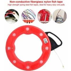 AIDUCHO Extracteur De Fil De Tête De Ressort En Nylon Rouge De 4,0 Mm 30 M à Travers Le Nylon De Fibre De Verre De Câble Mural, 30 Mètres/98,4 Pieds -Pas Cher Pro Bricoleur Magasin 82242357 3