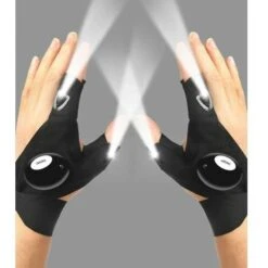 LOST Gants De Lampe De Poche LED, Cadeaux Pour Homme, Lui, Papa, Petit Ami, Gadget Cool, Lumières Mains Libres Pour Camping, Pêche, Réparation, Fête Des Pères, Noël, Anniversaire, Noir, 1 Paire