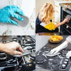 6 Éponge Reutilisable Lavable Vaisselle En Microfibre Pour Cuisine Plaques Poêles (6 Gris) -Pas Cher Pro Bricoleur Magasin 88865354 4