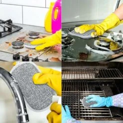 6 Éponge Reutilisable Lavable Vaisselle En Microfibre Pour Cuisine Plaques Poêles (6 Gris) -Pas Cher Pro Bricoleur Magasin 88865354 5