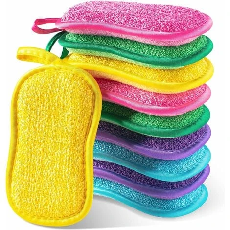 10 Éponge Reutilisable Lavable Vaisselle En Microfibre Pour Cuisine Plaques Poêles (5 Couleurs-10pcs) 1 10 Éponge Reutilisable Lavable Vaisselle En Microfibre Pour Cuisine Plaques Poêles (5 Couleurs-10pcs)