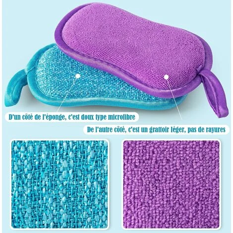 10 Éponge Reutilisable Lavable Vaisselle En Microfibre Pour Cuisine Plaques Poêles (5 Couleurs-10pcs) 2 10 Éponge Reutilisable Lavable Vaisselle En Microfibre Pour Cuisine Plaques Poêles (5 Couleurs-10pcs) – Image 2