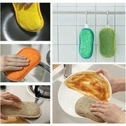 6 Pièces Avec 2 Crochets, Tampons à Récurer De Cuisine En Microfibre, éponges Double Face, Tampons à Récurer, Lavables, Réutilisables -Pas Cher Pro Bricoleur Magasin 88865450 4