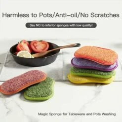 6 Pièces Avec 2 Crochets, Tampons à Récurer De Cuisine En Microfibre, éponges Double Face, Tampons à Récurer, Lavables, Réutilisables -Pas Cher Pro Bricoleur Magasin 88865450 5