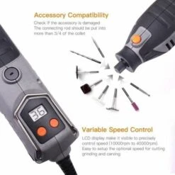 Tacklife Outil Rotatif TACKLIFE, Mini Outil Multifonction Electrique 200W, Vitesses Réglages Précis Avec Ecran LCD RTD37AC -Pas Cher Pro Bricoleur Magasin 88959163 3