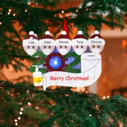 Ornement De Nom D'arbre De Noël Avec Lumière Clignotante Ornement De Noël Personnalisé 1-7 Membres De La Famille Nom Décorations De Noël (Multicolore-Famille De 5) -Pas Cher Pro Bricoleur Magasin 90088577 4