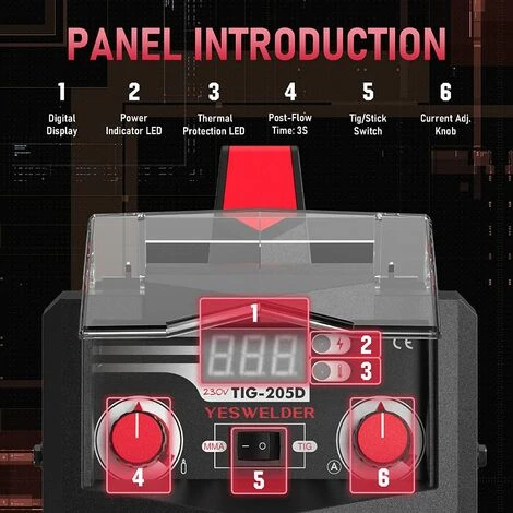 Poste à Souder 205Amp 230V TIG/ARC 2 En 1 HF TIG Convertisseur DC IGBT MMA Avec Pédale De Commande YESWELDER 3 Poste à Souder 205Amp 230V TIG/ARC 2 En 1 HF TIG Convertisseur DC IGBT MMA Avec Pédale De Commande YESWELDER – Image 3