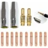 14pcs Poste A Souder Mig Sans Gaz Embouts De Contact De Buse De Soudage 15AK MIG/MAG Support De Connecteur De Gaz M6 0,6 0,8 1,0mm, Buse Gas Conique, Support Tube De Contact, Consommables De Chalumeau