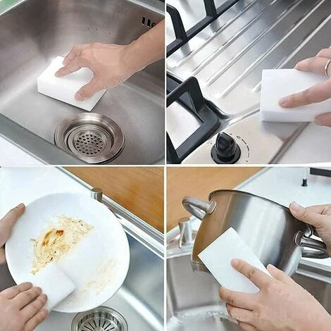 Lot De 100 éponges Magiques En Mélamine Extra Larges Pour Nettoyer La Vaisselle, Les Meubles, Le Sol, Le Bateau, La Baignoire Et Les Murs 4 Lot De 100 éponges Magiques En Mélamine Extra Larges Pour Nettoyer La Vaisselle, Les Meubles, Le Sol, Le Bateau, La Baignoire Et Les Murs – Image 4