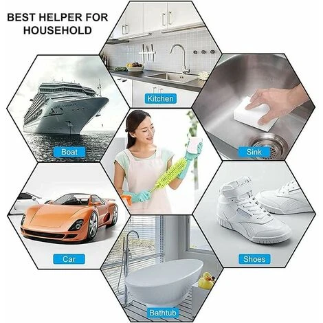 Lot De 100 éponges Magiques En Mélamine Extra Larges Pour Nettoyer La Vaisselle, Les Meubles, Le Sol, Le Bateau, La Baignoire Et Les Murs 5 Lot De 100 éponges Magiques En Mélamine Extra Larges Pour Nettoyer La Vaisselle, Les Meubles, Le Sol, Le Bateau, La Baignoire Et Les Murs – Image 5