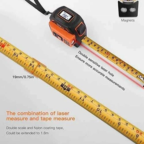 Ruban à Mesurer Laser 2 En 1, Mesure Laser 131 Pieds, Ruban à Mesurer 16 Pieds Métrique Et Pouces Avec Affichage Numérique LCD, Crochet Magnétique Mobile, Tournevis, Revêtement En Nylon Pour Bricolage 2 Ruban à Mesurer Laser 2 En 1, Mesure Laser 131 Pieds, Ruban à Mesurer 16 Pieds Métrique Et Pouces Avec Affichage Numérique LCD, Crochet Magnétique Mobile, Tournevis, Revêtement En Nylon Pour Bricolage – Image 2