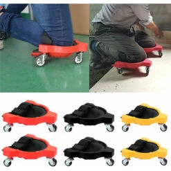 Genouillères Résistantes Avec 3 Roulettes Et Coussinets En Gel Confortables, Capacité De Rotation à 360 Degrés Sans Sensible Du Sol, Idéal Pour Tout Travail Au Sol 1pcs Noir