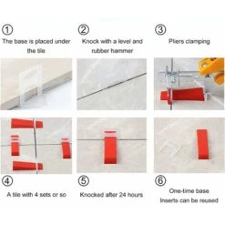 Système De Nivellement De Carrelage De1.5mm De Largeur De Joint, 400 Languettes De Traction,100 Pièces Cales Réutilisables Ensemble,Système De Nivellement Pour Carrelage De Carreaux épaisseur3-12 Mm -Pas Cher Pro Bricoleur Magasin 92294246 3
