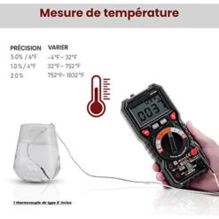 Multimètre Numérique 6000 Points (guide Terminal LED), Testeur électrique Professionnel, Température, Capacimètre, Tension/courant AC DC, Résistance/fréquence Et Température,... -Pas Cher Pro Bricoleur Magasin 93342097 4
