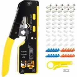 TEENO Pince à Sertir RJ45+RJ12 Outil De Sertissage，aveaconnecteur Réseau CAT5/5E/CAT6/CAT7 Blindé Avea Outils De Cisaillement