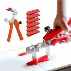 Divers Outils Du Carreleur　Kit De Système De Nivellement Leveller De Carrelage Pour Outils De Construction De Murs En Céramique (200 Cales + 1 Pince（Couleur Aléatoire）)