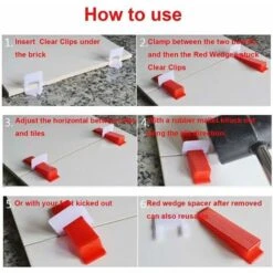 Divers Outils Du Carreleur　Kit De Système De Nivellement Leveller De Carrelage Pour Outils De Construction De Murs En Céramique (200 Cales + 1 Pince（Couleur Aléatoire）) -Pas Cher Pro Bricoleur Magasin 96338475 5