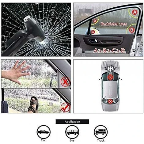Brise-vitre De Voiture - Marteau De Sécurité Pour Voiture De Qualité Supérieure - Outil D'évacuation D'urgence Avec Brise-vitres Et Coupe-ceinture De Sécurité 5 Brise-vitre De Voiture - Marteau De Sécurité Pour Voiture De Qualité Supérieure - Outil D'évacuation D'urgence Avec Brise-vitres Et Coupe-ceinture De Sécurité – Image 5