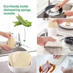 Éponges Luffa De Cuisine,Éponge Naturelle En Luffa-3 Eponges,12 8.8cm,Biodégradable Avec Cordon D'accrochage,pour Cuisine,salle De Bain H649 -Pas Cher Pro Bricoleur Magasin 97678505 3