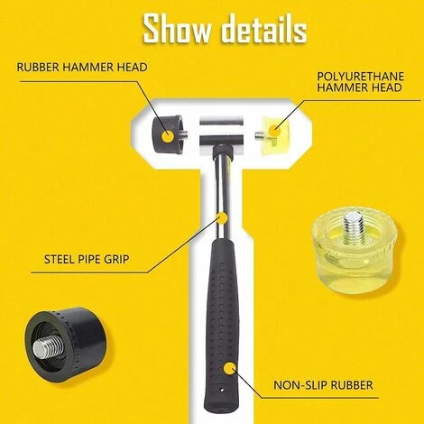 Marteau En Caoutchouc, Maillet En Caoutchouc Avec Double Face Outil Pour Projets De Bricolage, Artisanat, Ébéniste 4 Marteau En Caoutchouc, Maillet En Caoutchouc Avec Double Face Outil Pour Projets De Bricolage, Artisanat, Ébéniste – Image 4