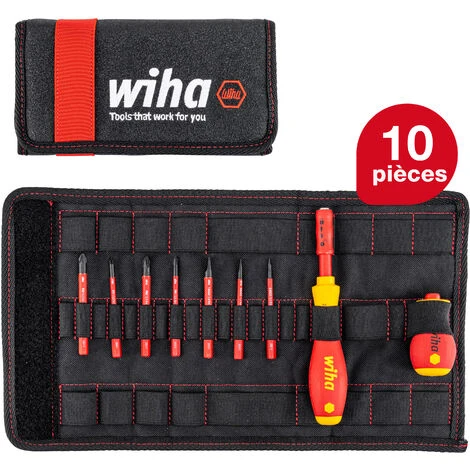Wiha Jeu De Tournevis Et Embouts SlimVario® Fente, Phillips, Pozidriv 9 Pcs Dans Une Trousse (41232) 1 Wiha Jeu De Tournevis Et Embouts SlimVario® Fente, Phillips, Pozidriv 9 Pcs Dans Une Trousse (41232)
